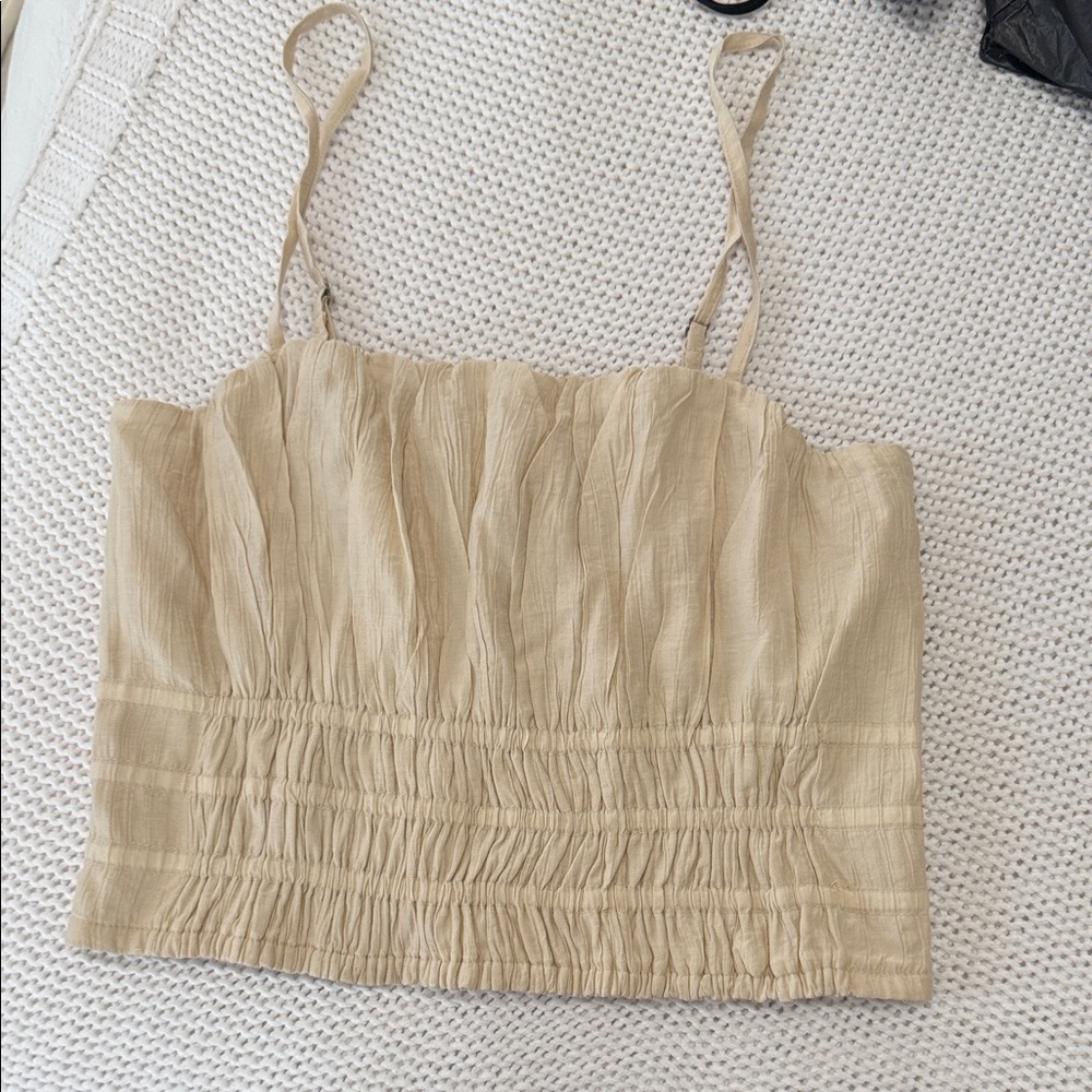 Abercrombie & Fitch Cream Smocked Camisole